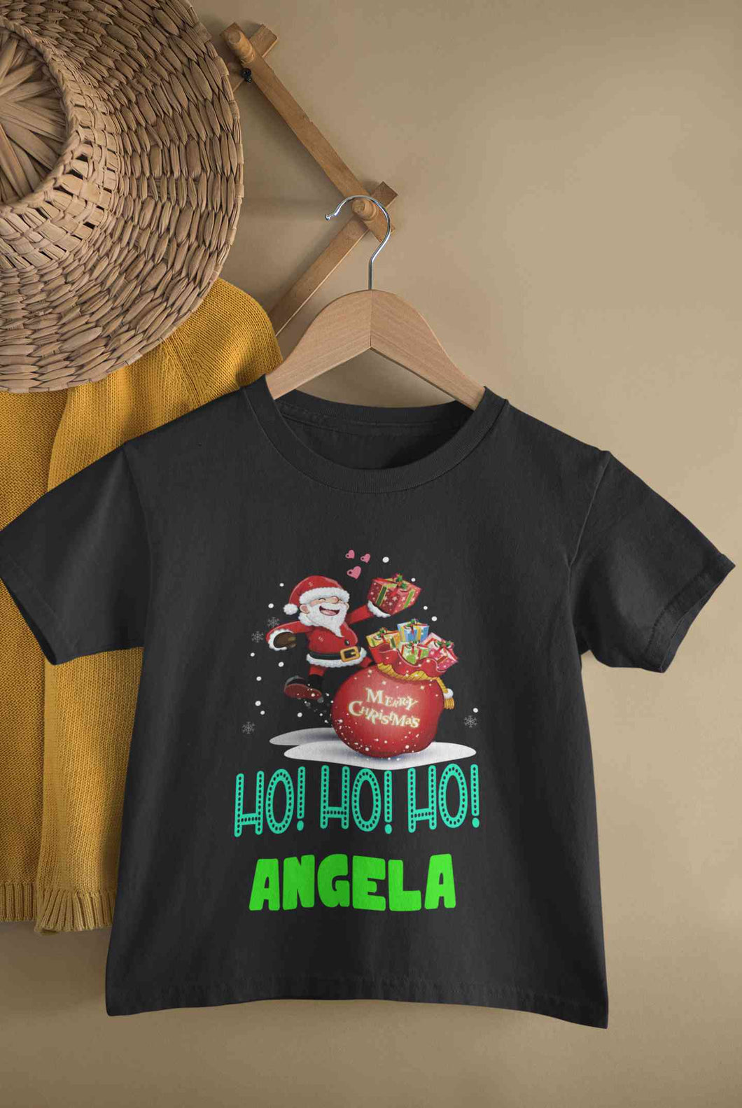 Customized Name Ho! Ho! Ho! Christmas Half Sleeves T-Shirt For Girls -KidsFashionVilla