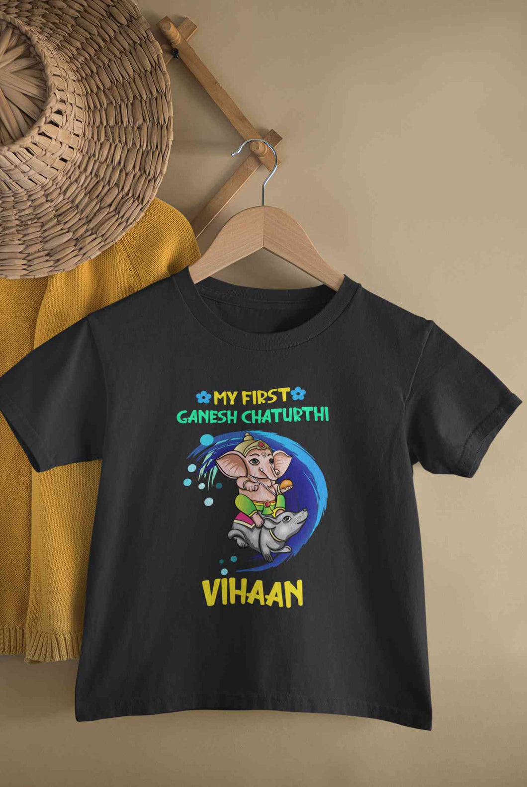 My First Ganesh Chaturthi Half Sleeves T-Shirt for Boy-KidsFashionVilla