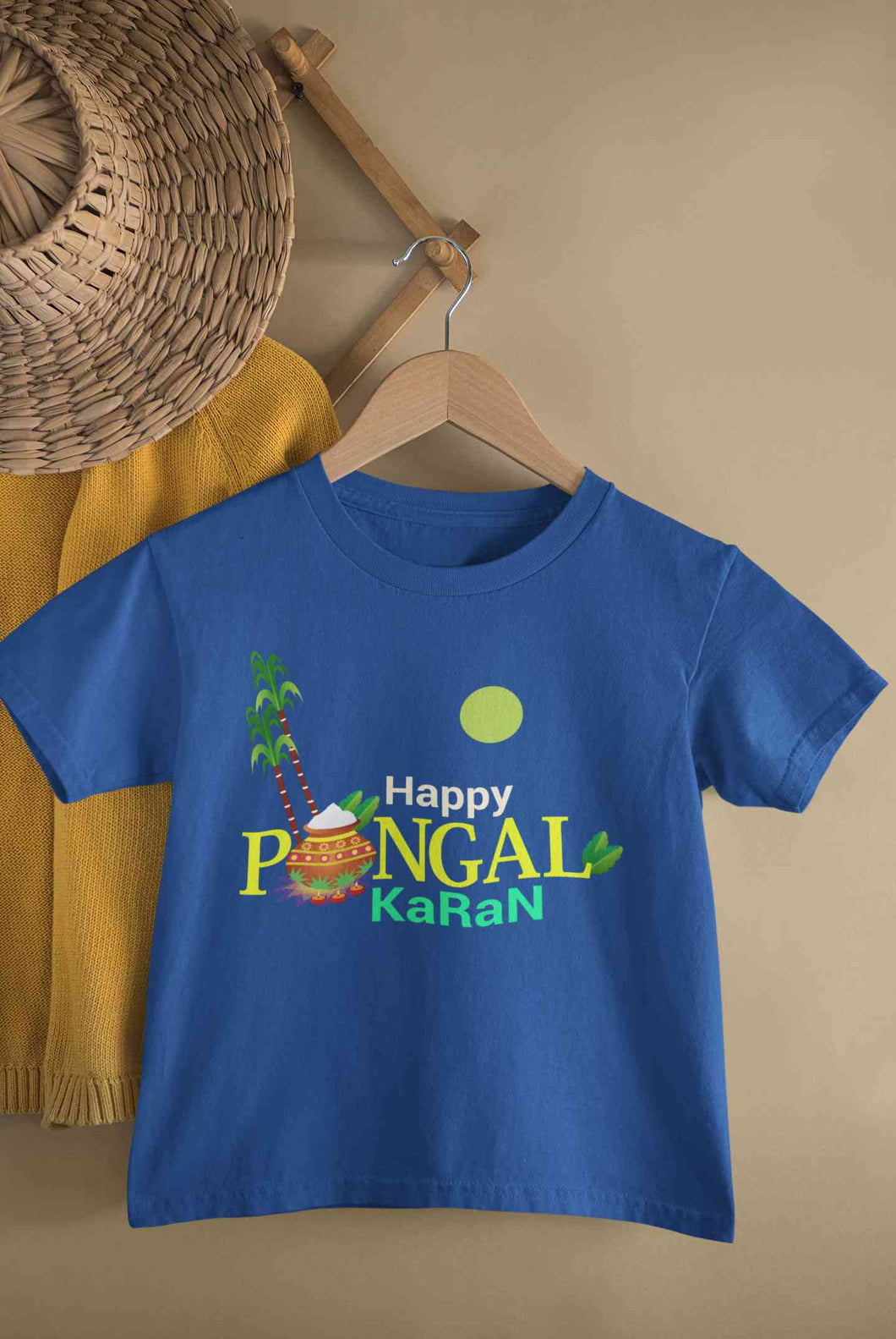 Custom Name Happy Pongal Half Sleeves T-Shirt for Boy-KidsFashionVilla
