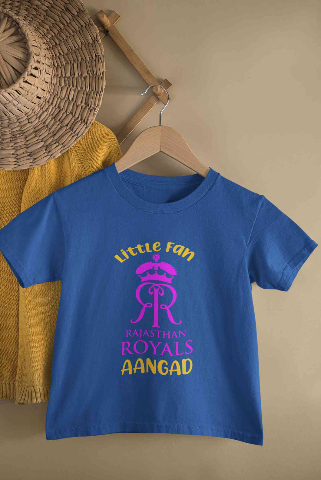 Custom Name IPL RR Rajasthan Royals Little Fan Half Sleeves T-Shirt for Boy-KidsFashionVilla