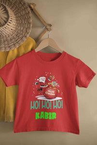 Customized Name Ho! Ho! Ho! Christmas Half Sleeves T-Shirt for Boy-KidsFashionVilla