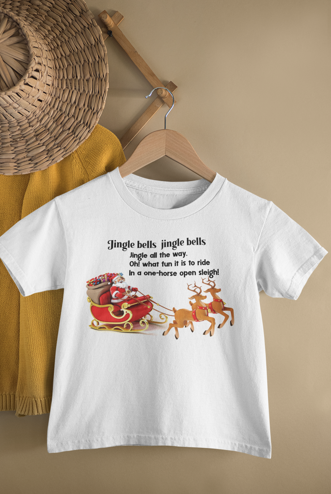 Jingle Bells Poem Half Sleeves T-Shirt For Girls -KidsFashionVilla