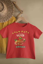 Load image into Gallery viewer, Custom Name Happy Ugadi Half Sleeves T-Shirt For Girls -KidsFashionVilla
