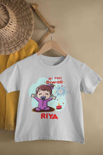 Load image into Gallery viewer, Custom Name My First Diwali Half Sleeves T-Shirt For Girls -KidsFashionVilla
