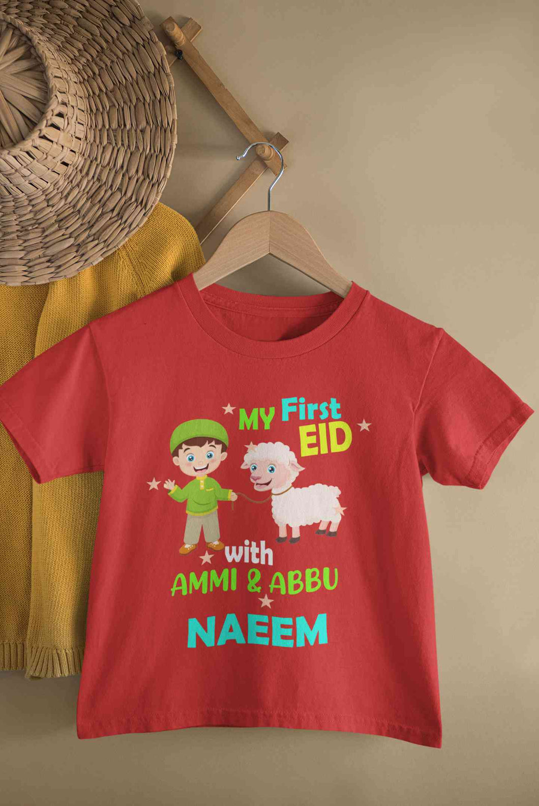 Custom Name My First Eid With Ammi And Abbu Half Sleeves T-Shirt for Boy-KidsFashionVilla