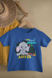 Custom Name My First Diwali Half Sleeves T-Shirt for Boy-KidsFashionVilla