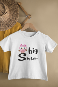 Owl Big Sister Lil Sister Matching Sister-Sister Kids Half Sleeves T-Shirts -KidsFashionVilla