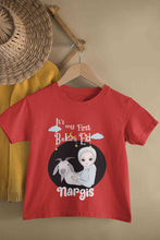 Load image into Gallery viewer, Custom Name Its My First Bakra Eid Half Sleeves T-Shirt For Girls -KidsFashionVilla
