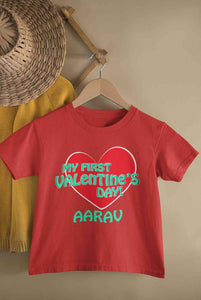 Custom Name 1st Valentine Half Sleeves T-Shirt for Boy-KidsFashionVilla