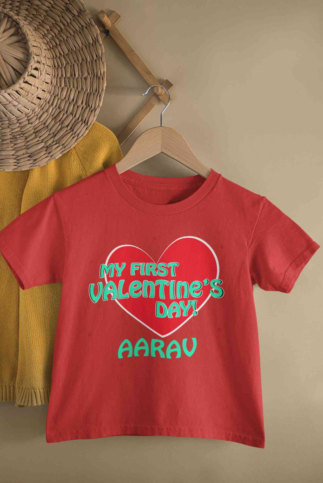 Custom Name 1st Valentine Half Sleeves T-Shirt for Boy-KidsFashionVilla