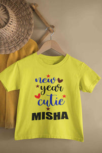 Customized Name New Year Cutie Half Sleeves T-Shirt For Girls -KidsFashionVilla