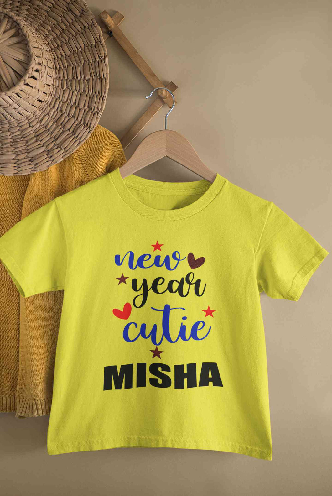 Customized Name New Year Cutie Half Sleeves T-Shirt For Girls -KidsFashionVilla