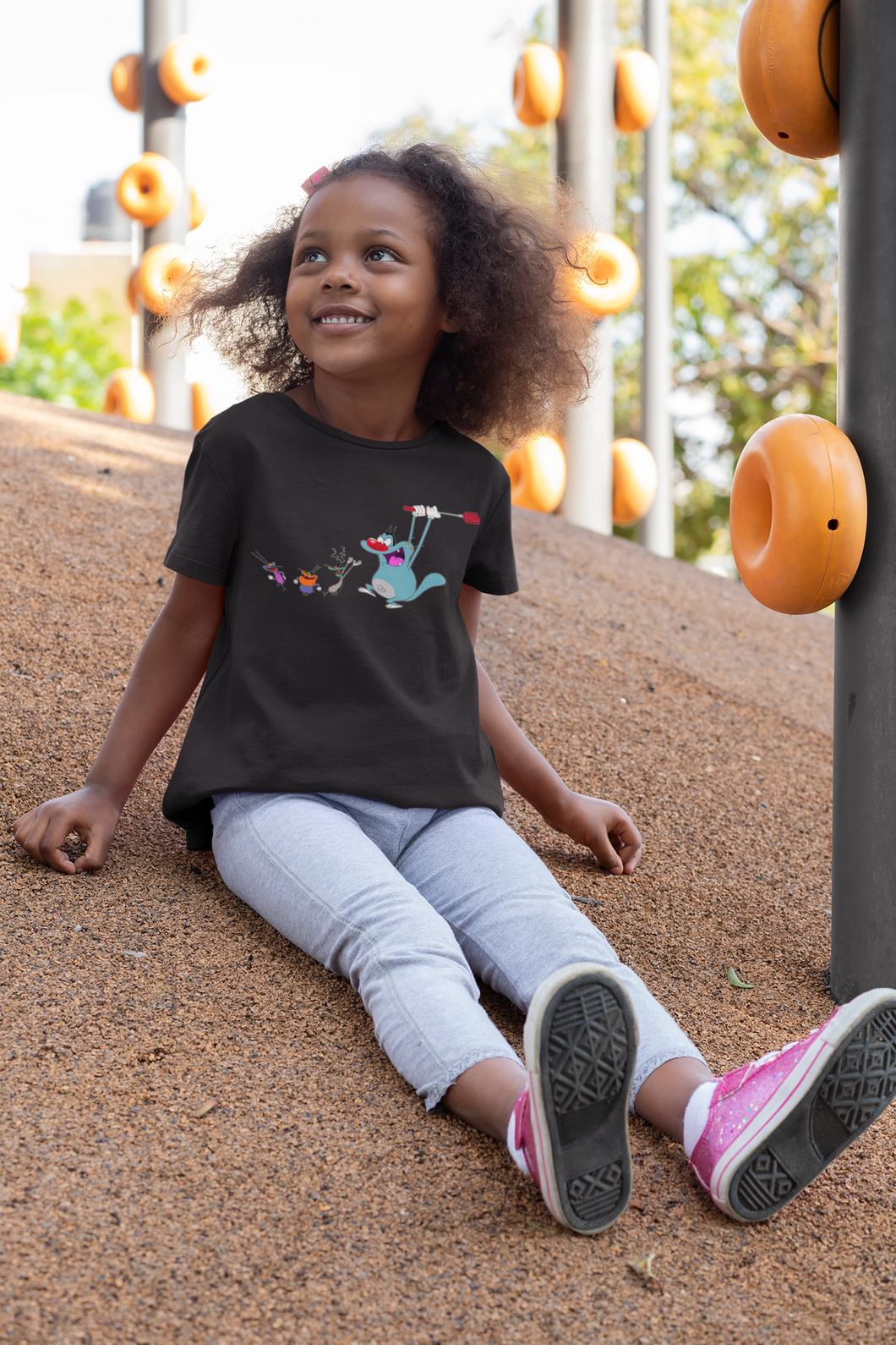 Cute Cartoon Half Sleeves T-Shirt For Girls -KidsFashionVilla