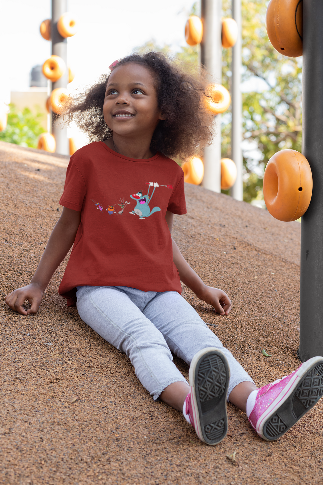 Cute Cartoon Half Sleeves T-Shirt For Girls -KidsFashionVilla