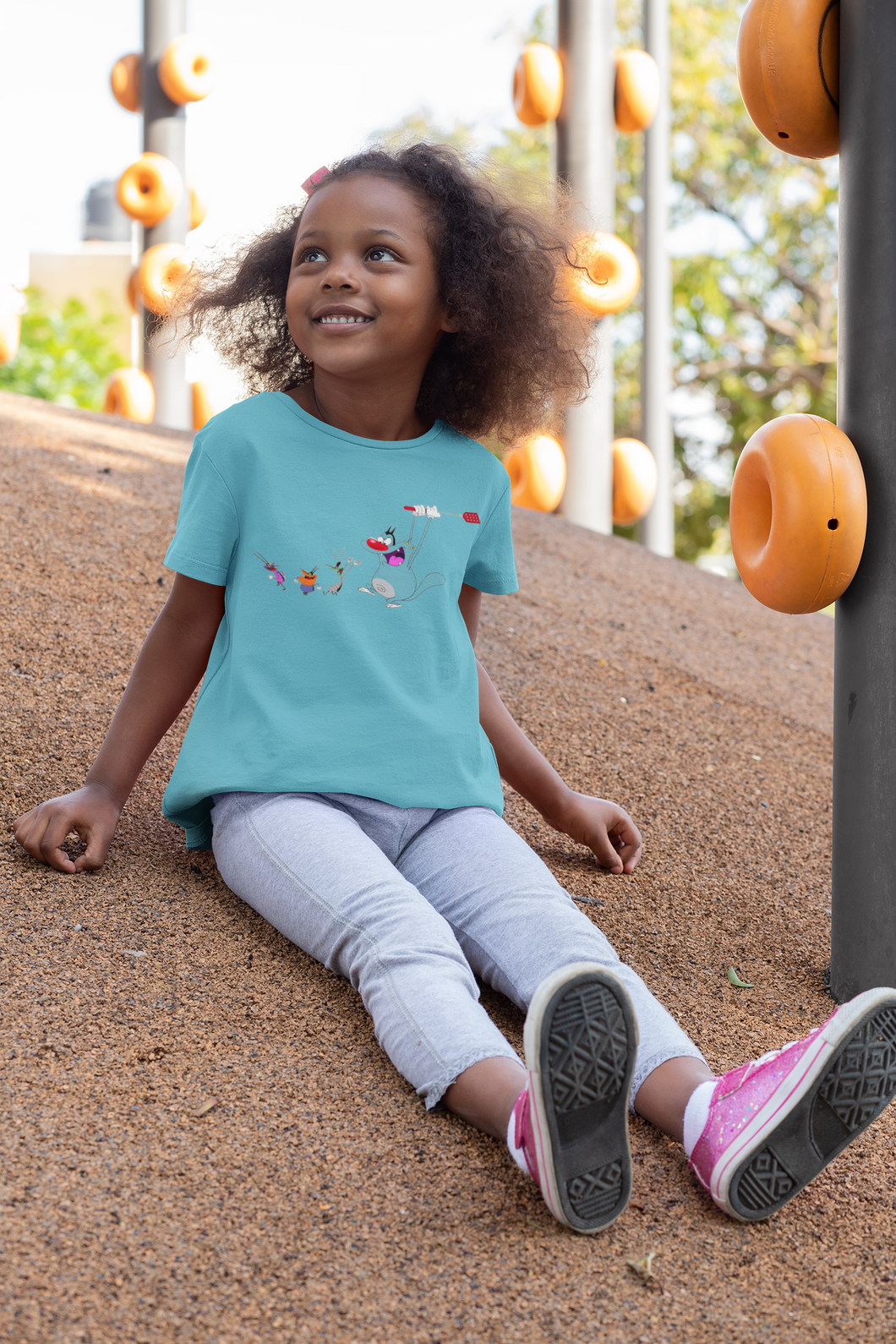 Cute Cartoon Half Sleeves T-Shirt For Girls -KidsFashionVilla