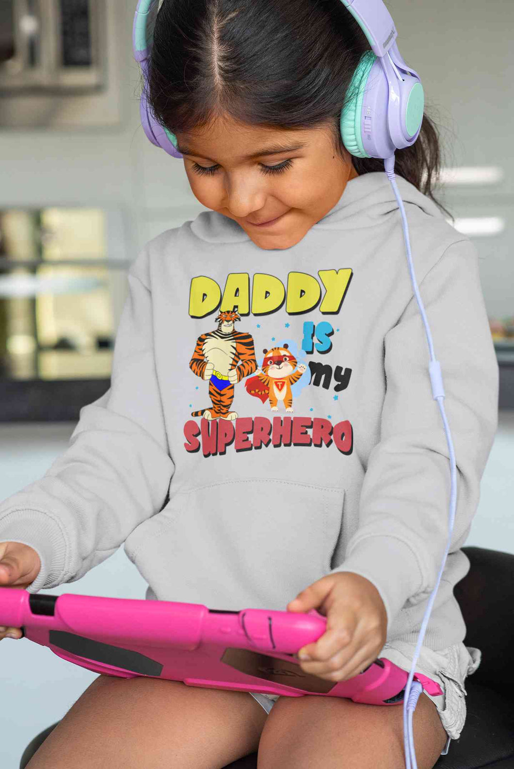 Superhero Dad Cartoon Girl Hoodies-KidsFashionVilla