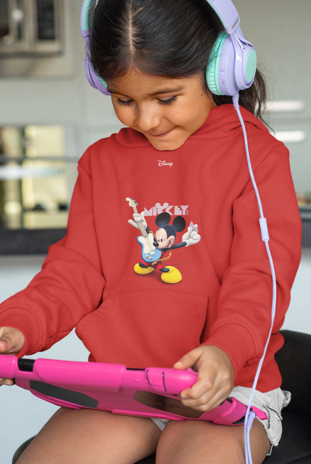 Playing Guitar Cartoon Girl Hoodies-KidsFashionVilla