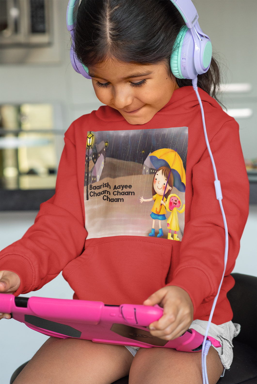 Barish Aayi Cham Cham Poem Girl Hoodies-KidsFashionVilla