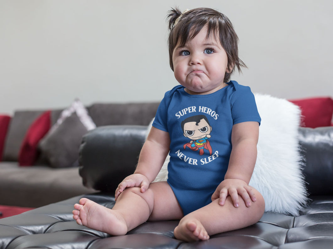 Super Heros Never Sleeps Rompers for Baby Girl- KidsFashionVilla