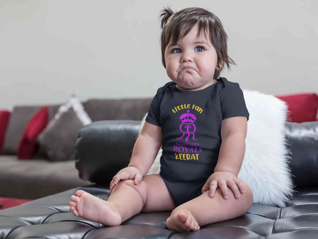 Custom Name IPL RR Rajasthan Royals Little Fan Rompers for Baby Girl- KidsFashionVilla