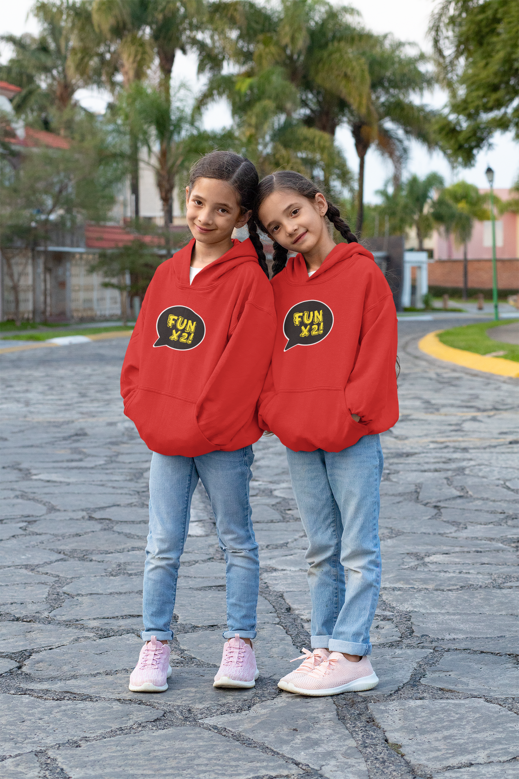 Fun X2 Twins Sisters Kids Matching Hoodies -KidsFashionVilla