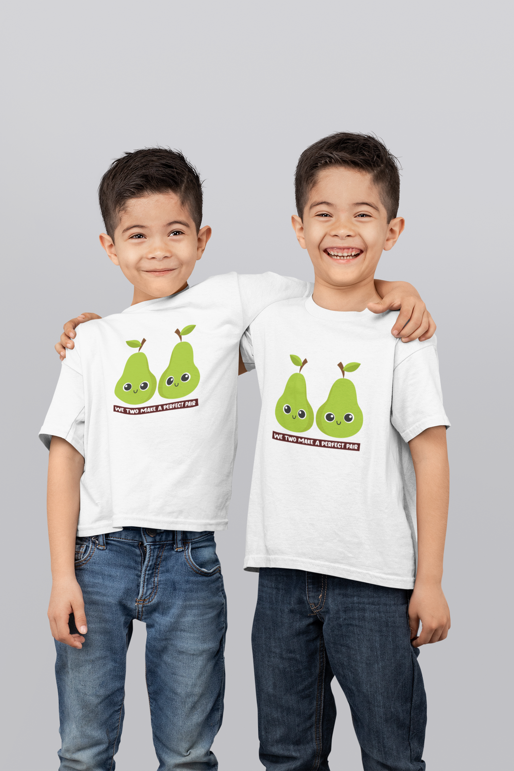 We Two Make A Perfect Pair Brothers Matching Kids Half Sleeves T-Shirts -KidsFashionVilla
