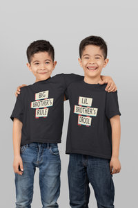 Big Brothers Rule Lil Brothers Rule Matching Kids Half Sleeves T-Shirts -KidsFashionVilla