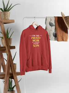 Proud Son Of A Freaking Awesome Mom Mother And Son Red Matching Hoodies- KidsFashionVilla