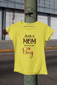 Just A Boy Who Loves His Mom Mother And Son Yellow Matching T-Shirt- KidsFashionVilla