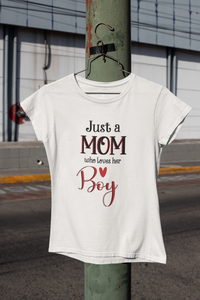 Just A Boy Who Loves His Mom Mother And Son White Matching T-Shirt- KidsFashionVilla