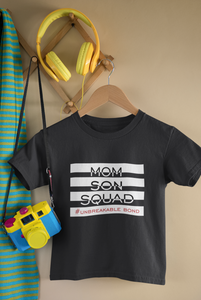 Mom Son Squad Mother And Son Black Matching T-Shirt- KidsFashionVilla