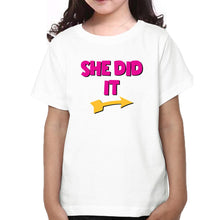 Load image into Gallery viewer, She Did it Sister-Sister Kids Half Sleeves T-Shirts -KidsFashionVilla
