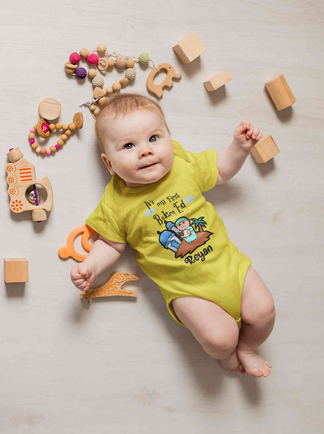 Custom Name Its My First Bakra Eid Rompers for Baby Boy- KidsFashionVilla