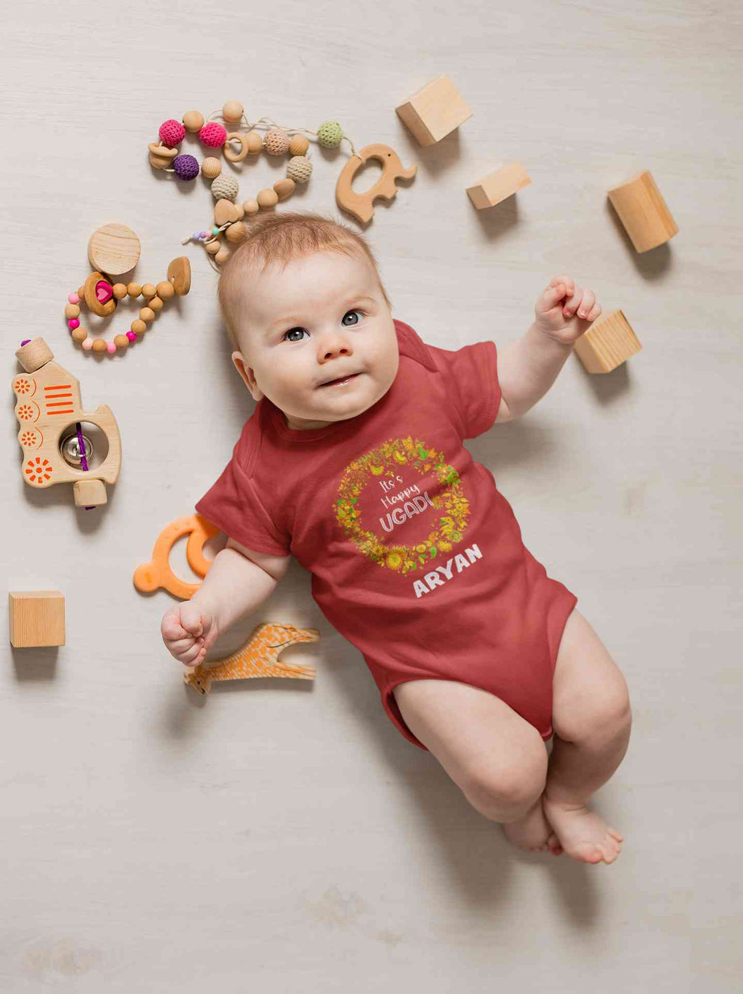 Custom Name Its Happy Ugadi Rompers for Baby Boy- KidsFashionVilla