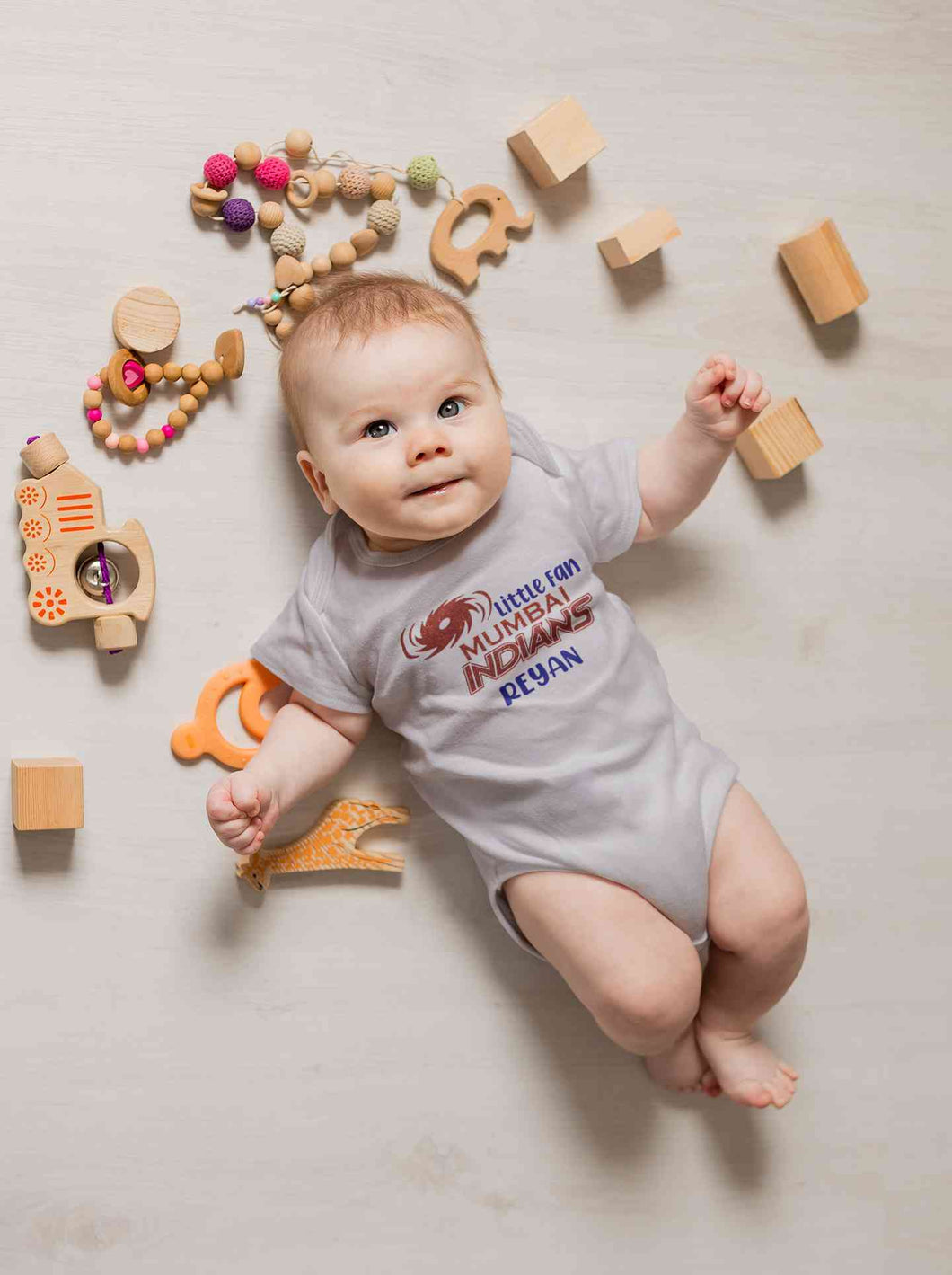 Custom Name IPL MI Mumbai Indians Little Fan Rompers for Baby Boy- KidsFashionVilla