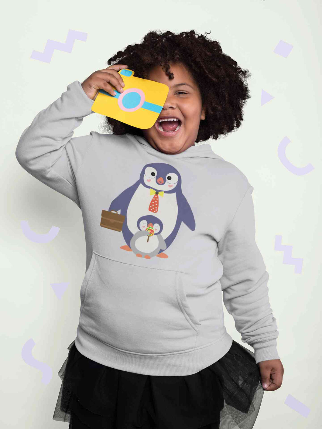 Papa And Baby Penguin Cartoon Girl Hoodies-KidsFashionVilla