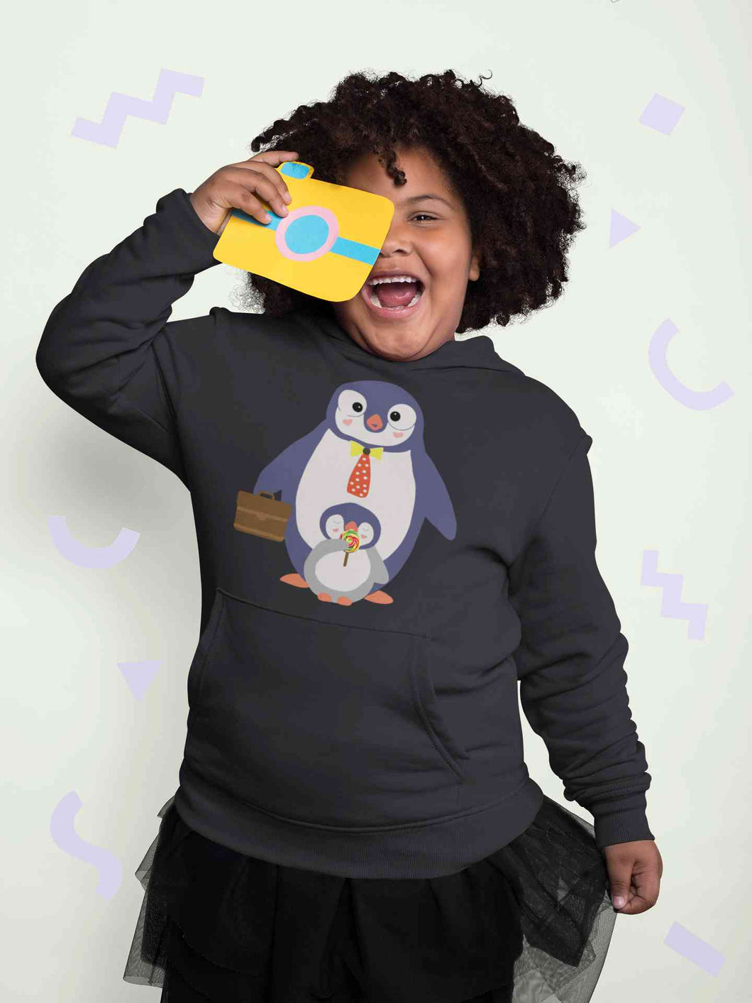Papa And Baby Penguin Cartoon Girl Hoodies-KidsFashionVilla