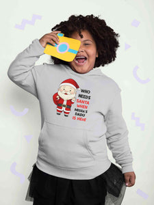 Customized Name Santa Dadu Is Here Christmas Girl Hoodies-KidsFashionVilla