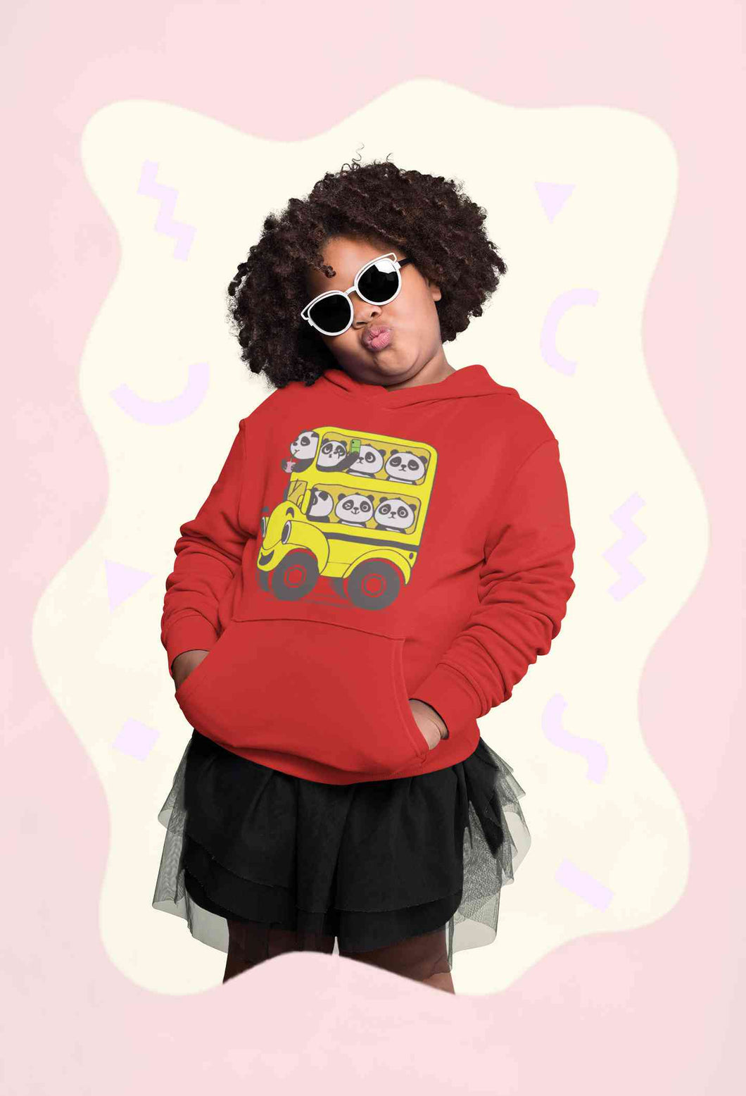 Panda Yellow Bus Cartoon Girl Hoodies-KidsFashionVilla