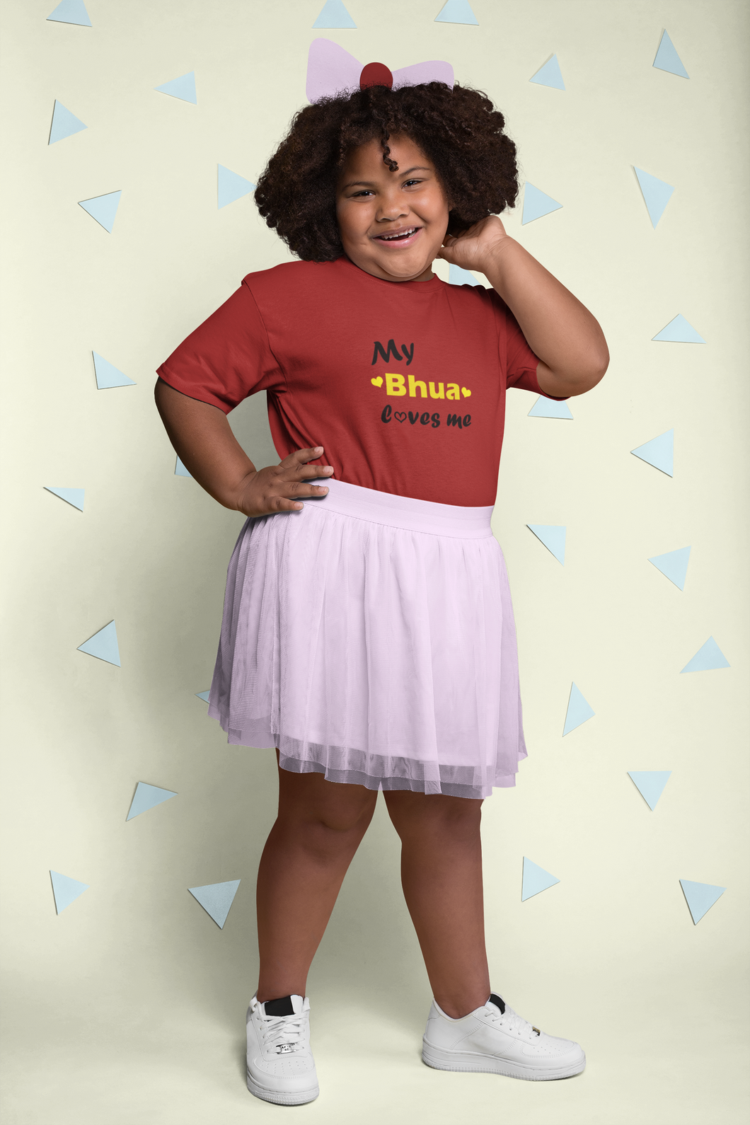 Bhua Loves Me Half Sleeves T-Shirt For Girls -KidsFashionVilla