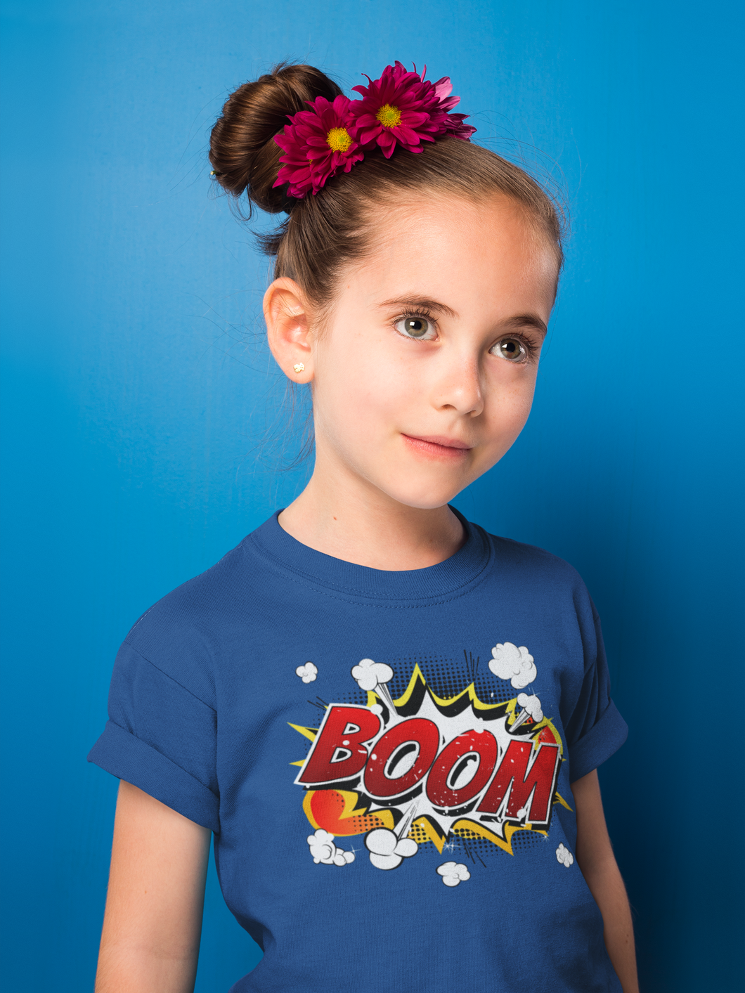 Boom Half Sleeves T-Shirt For Girls -KidsFashionVilla