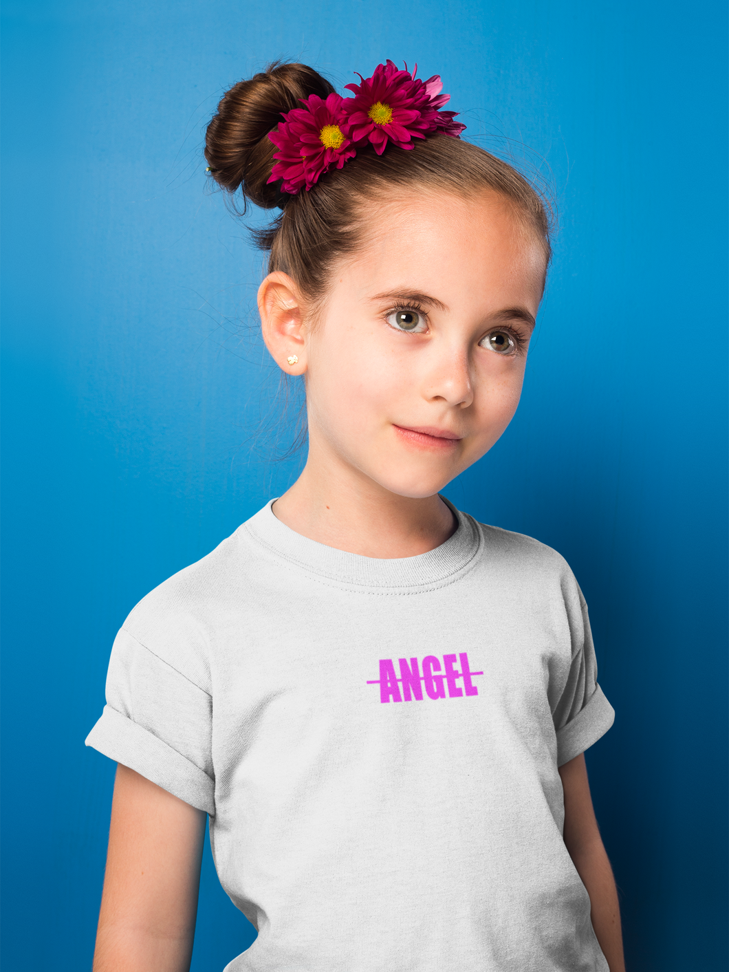 Angel Minimals Half Sleeves T-Shirt For Girls -KidsFashionVilla