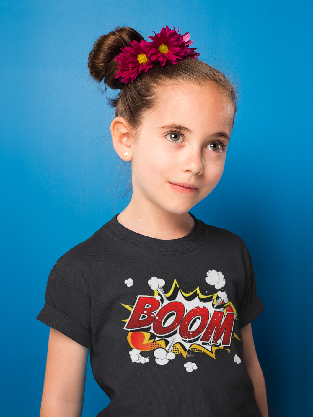 Boom Half Sleeves T-Shirt For Girls -KidsFashionVilla