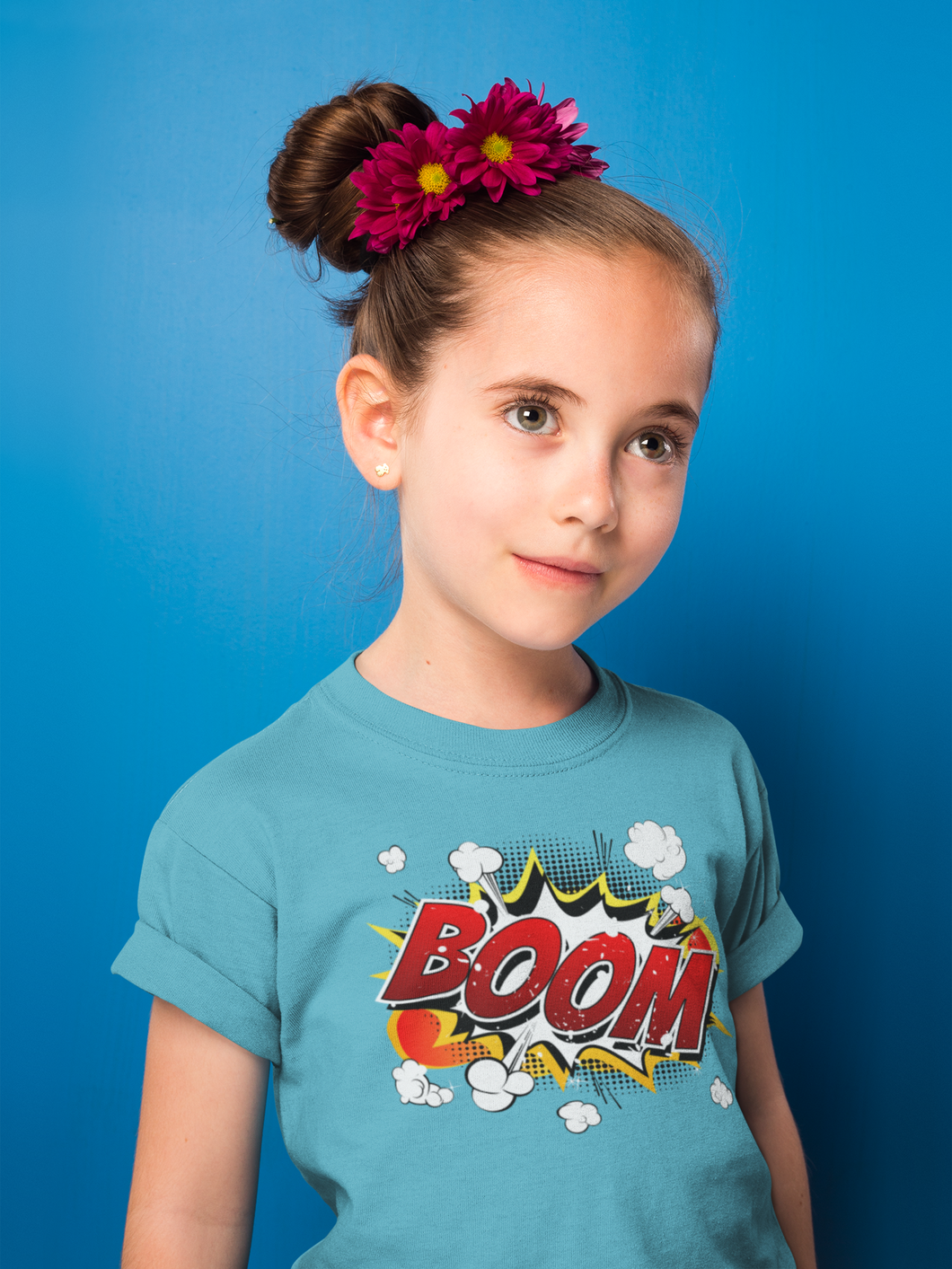 Boom Half Sleeves T-Shirt For Girls -KidsFashionVilla