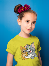 Load image into Gallery viewer, Cute Cartoon Half Sleeves T-Shirt For Girls -KidsFashionVilla
