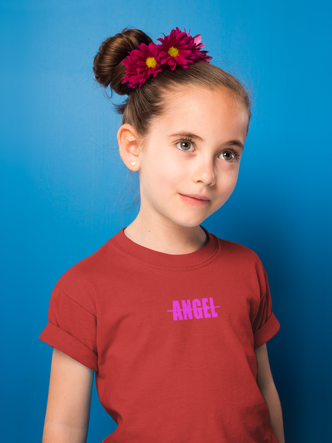 Angel Minimals Half Sleeves T-Shirt For Girls -KidsFashionVilla