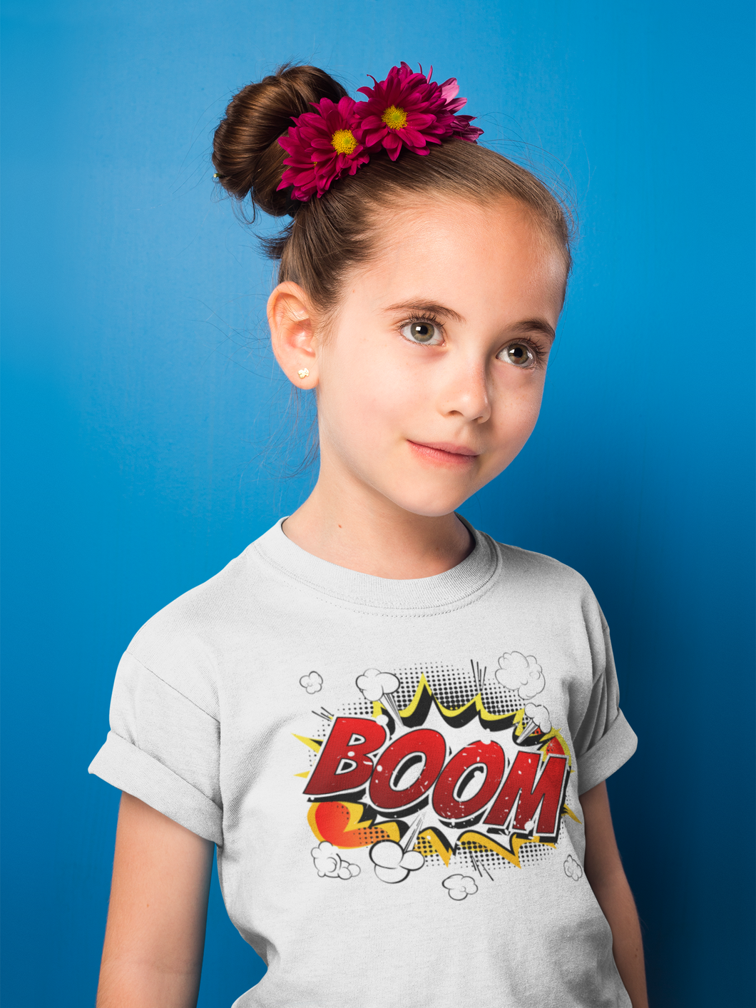 Boom Half Sleeves T-Shirt For Girls -KidsFashionVilla