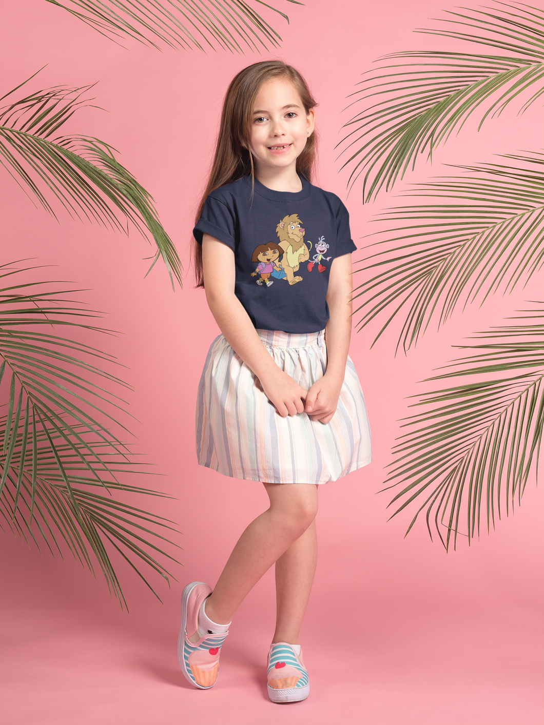 Cute Cartoon Half Sleeves T-Shirt For Girls -KidsFashionVilla