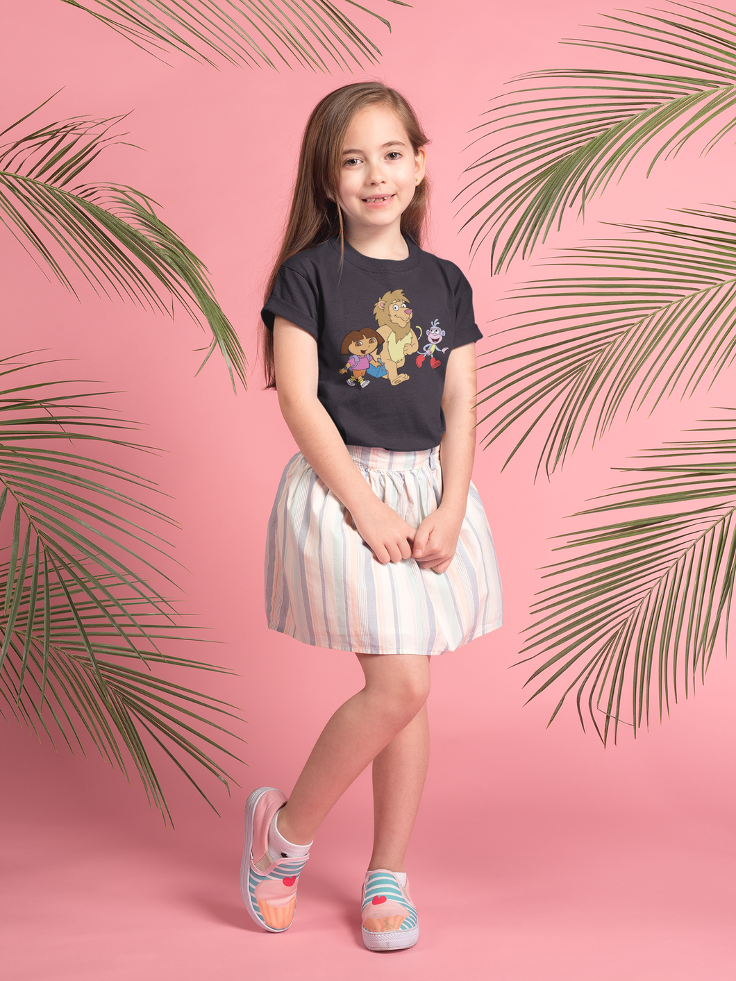 Cute Cartoon Half Sleeves T-Shirt For Girls -KidsFashionVilla