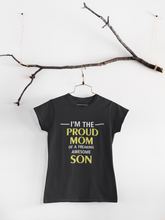 Load image into Gallery viewer, Proud Son Of A Freaking Awesome Mom Mother And Son Black Matching T-Shirt- KidsFashionVilla
